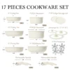 Carote Nonstick Cookware Sets, 17 Pcs Granite Non Stick Pots and Pans Set with Removable Handle - Image 3