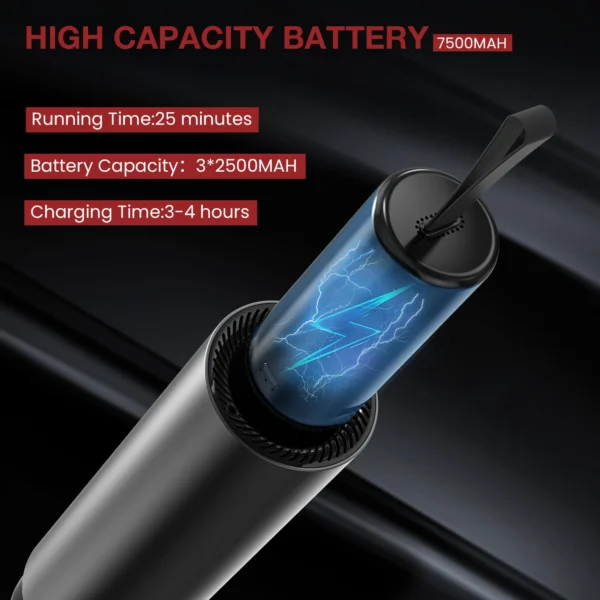 NEXPOW Car Vacuum,Portable Car Vacuum Cleaner High Power 10000PA with Detachable Power Bank, Handheld Vacuum Cordless 7500 mAh Battery, Mini Hand Vacuum with USB Charging for Car - Image 3