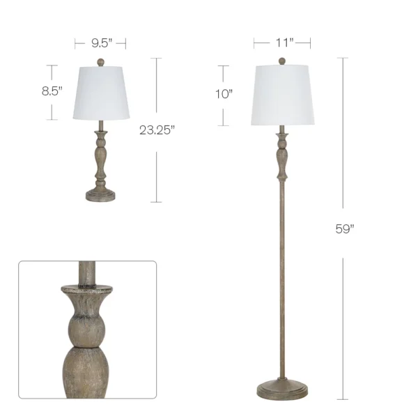 Better Homes & Gardens Modern Farmhouse 3-Pack Table and Floor Lamp Set, Wood Finish - Image 3