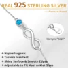 ChicSilver Infinity Love Anklet for Women Girls, with Birthstone Foot Chain, Hypoallergenic 925 Sterling Silver Ankle Bracelet Summer Vacation Beach Jewelry - Image 6