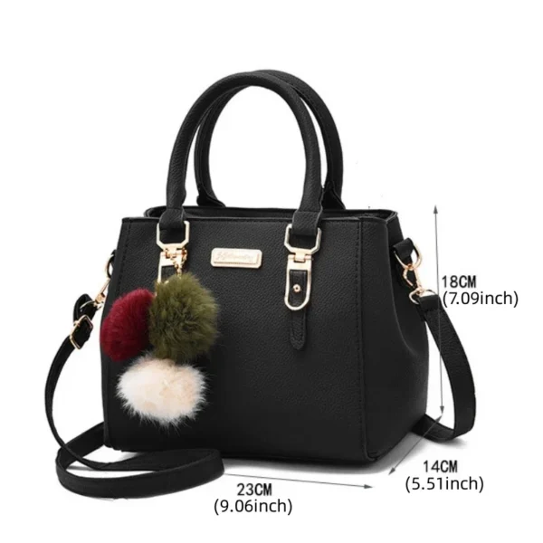 PU Leather Ladies HandBags Women Vintage Purse Plush Tassel Messenger Bags Tote Boston Shoulder Crossbody Bag Leisure - Image 3