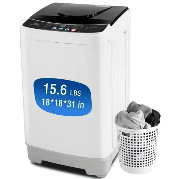 Veeboto Fully Automatic Washing Machine, 15.6lbs Washer Machine with 10 Wash Programs/8 Water Levels, Portable Washing Machine with LED Display & 1 Adjustable feet