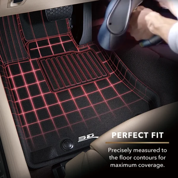 3D MAXpider KAGU Floor Mat (BLACK) compatible with CHEVROLET SILVERADO DOUBLE CAB 2014-2019 - Full Set - Image 3