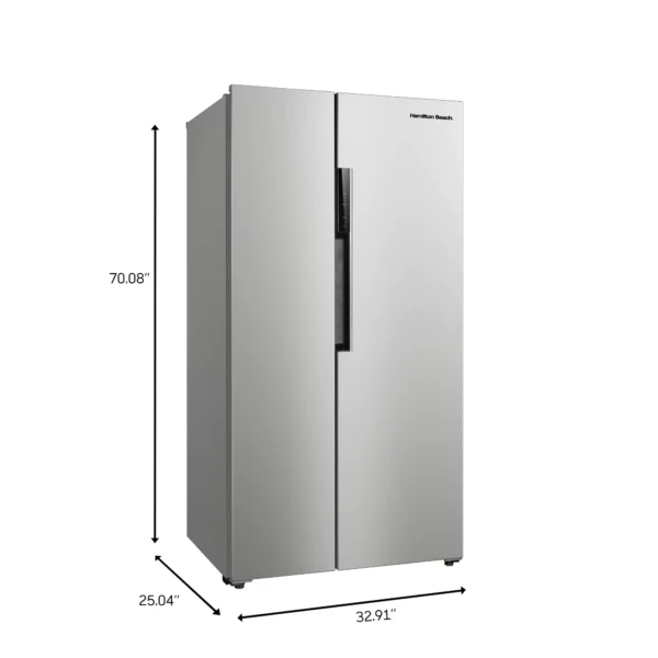 Hamilton Beach 15.6 cu. Ft. Side by side Stainless Refrigerator, Freestanding Installation, HZ8551 - Image 5