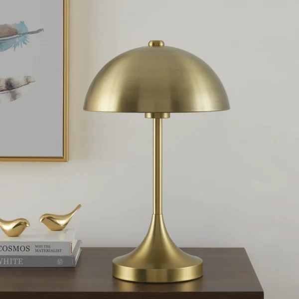 Better Homes & Gardens 18" Modern Dome Touch On/Off Table Lamp, Brass - Image 3