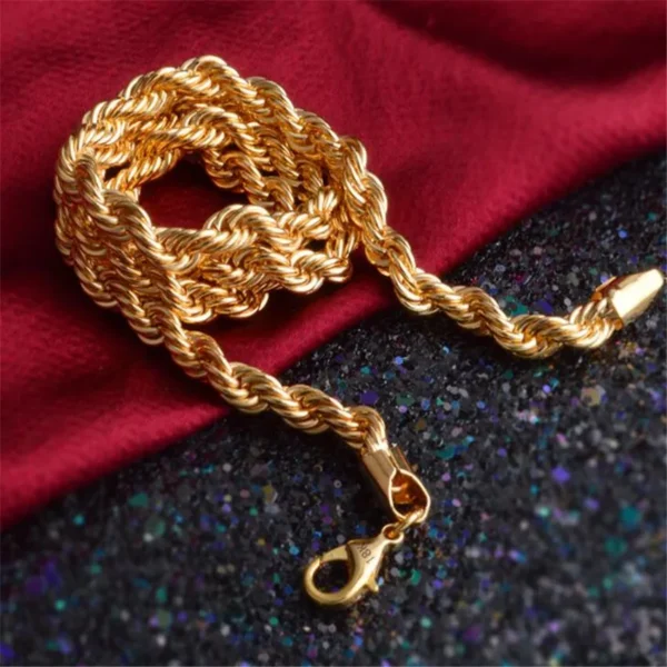 Gold Chain Necklace Hot Necklace Fashion Jewelry 18 K 6MM 50 cm 20Inch Men Chain Twist Necklace - Image 3