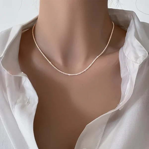 2022 Popular Silver Colour Sparkling Clavicle Chain Choker Necklace Collar For Women Fine Jewelry Wedding Party Birthday Gift - Image 6