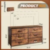 #Wide Fabric Dresser, 6 Drawer Dresser TV Stand for 60" TV, Dressers Bedroom Furniture Large Storage Tower Unit with Fabric Bins - Image 4