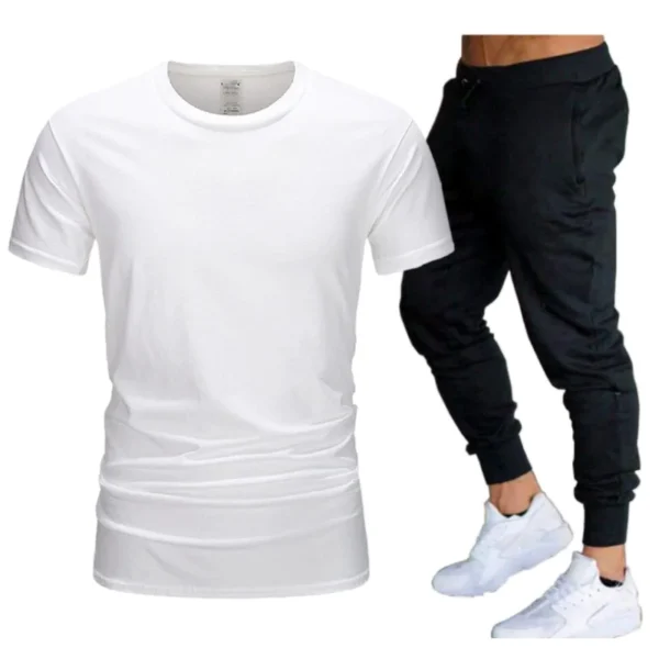 2024 summer sports cotton T-shirt short sleeve trousers two-piece men's casual sports suit jogging fashion men's wear - Image 4