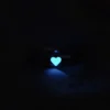 Fashion Pink Love Heart Luminous Couple Ring For Women Men Retro Glow In Dark Silver Color Adjustable Finger Rings Jewelry Gift - Image 6