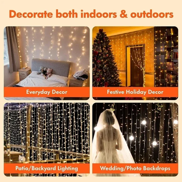 3M LED Curtain String Lights Fairy Decoration USB Holiday Garland Lamp 8 Mode For Home Garden Christmas Party New Year Wedding - Image 3