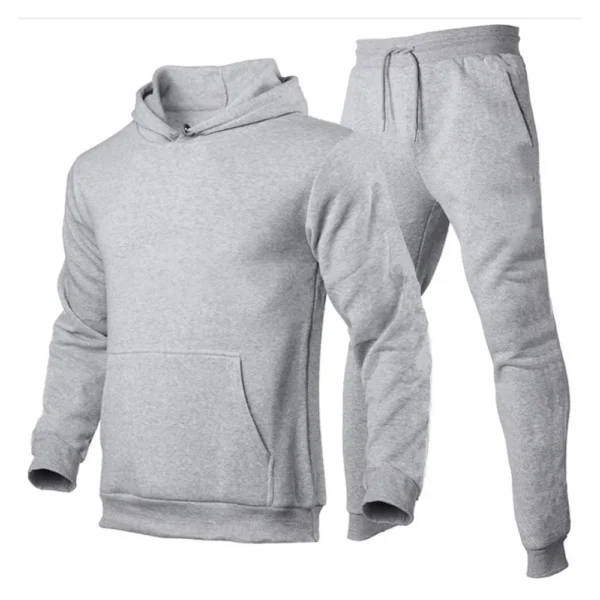 Men's Tracksuit Hooded Pullover Sweatpants Sports Suit Casual Jogger Sportswear 2 Piece Male Fleece Streetwear Sets - Image 2