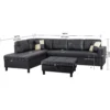 Sofa Sectional Sofa with Chaise Longue, Haussmann, 2 Pillows, for Living Room Furniture,L-shaped Faux Leather Sectional Sofa Set - Image 5