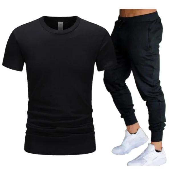 2024 summer sports cotton T-shirt short sleeve trousers two-piece men's casual sports suit jogging fashion men's wear