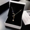 New Simple Moon Star Pendant Choker Necklace Simple Gold Color Alloy Charm Chain Collares Necklace For Women Party Jewelry