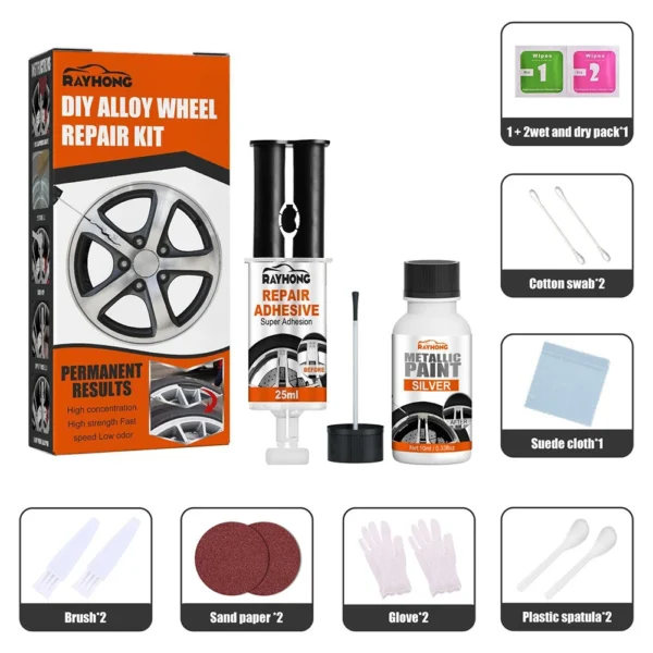 Car Rim Care Wheel Restoration Repair Kit Universal Alloy Wheel Rim Scratch Repair Kit For Car Scratch Fix Quick - Image 2