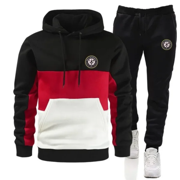 Men's hooded sweatshirt and lace-up pants, tracksuit, athletic hooded sweatshirt, Spring and Autumn 2024, 2 pieces - Image 2