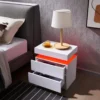Side Bed Table With LED Light Bedside Tables for the Bedroom Furniture Generic Nightstand Set of 2 LED Nightstand With 2 Drawers - Image 5