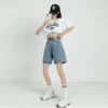 ZOENOVA Belted Shorts Jeans Women Baggy Y2K Fashion Straight Vintage Streetwear Denim 2024 Summer Loose Femme Denim Short Pants - Image 3