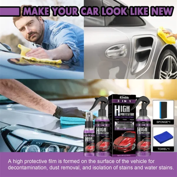 3 In 1 Car Ceramic Coating Spray Auto Nano Ceramic Coating Polishing Spraying Wax Car Paint Scratch Repair Remover 30ml/100ml - Image 4