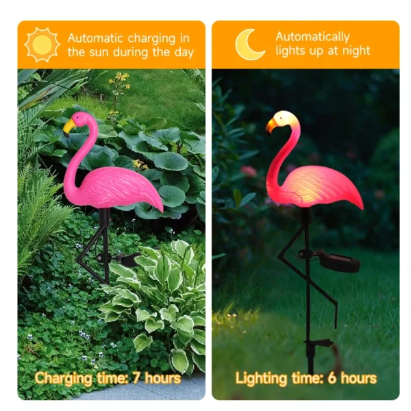 Solar Flamingo Light LED Outdoor Courtyard Lamp Garden Light Waterproof Stake Light Pathway Decor Solar Patio Ground Lantern - Image 5