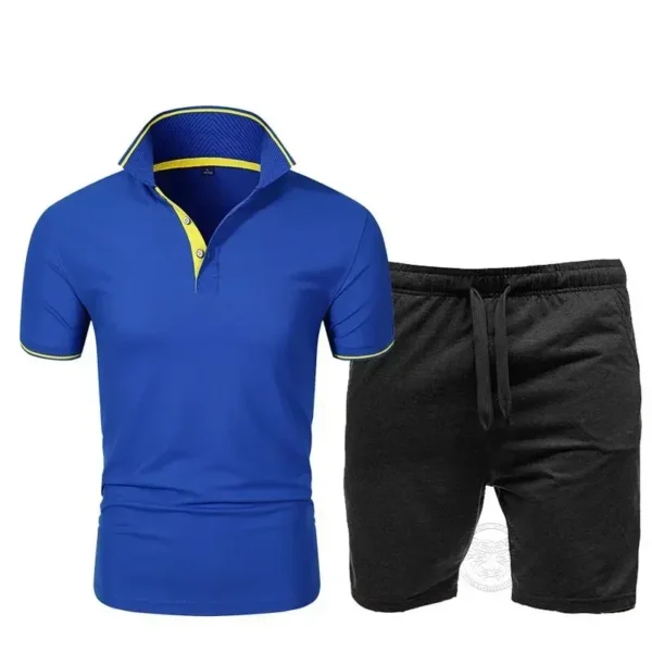 Summer Breathable Casual Sports Suit Polo Shirt Shorts 2-piece Set Men's Lapel Short-sleeved 5-point Pants Sportswear S-3XL - Image 3