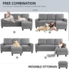 Modern linen L-shaped sofa (light grey) for small living rooms, apartments and small Spaces sofa set living room furniture - Image 5