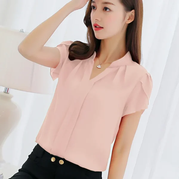 Women Tops And Blouses Women Summer Shirts Chiffon Blusas Femininas OL Short White Blouse Ladies Clothes Mujer De Moda 2024 - Image 5