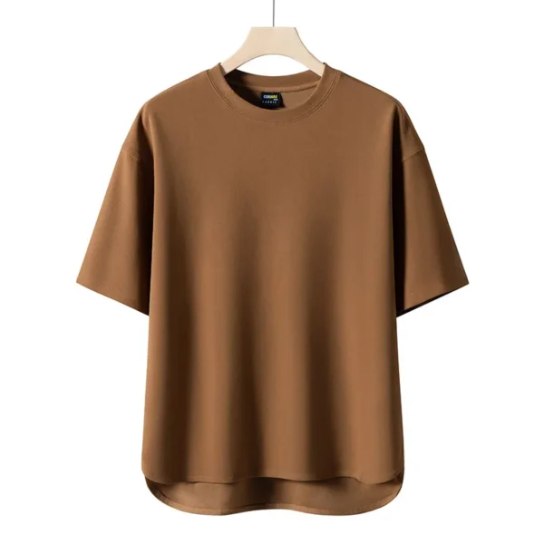 Men's T-shirt Casual Loose Style Comfortable Round Neck Solid Color High-quality Street T-shirt Summer Male T-shirt - Image 6