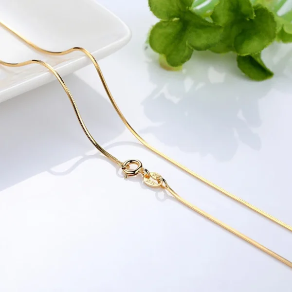 HOYON Real Gold 14k Coating Chain Necklace For Women Clavicle Neck Collares Jewelry Birthday Gift Water Snake Bone Box Chain - Image 3