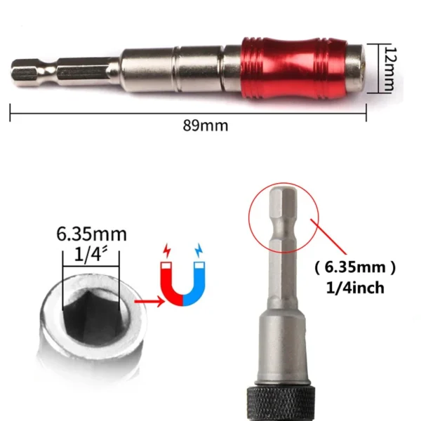 1/4 "Hex Magnetic Ring Screwdriver Bits Drill Hand Tools Drill Bit Extension Rod Quick Change Holder Drive Guide Screw Drill Tip - Image 3