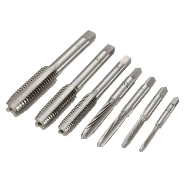 7Pcs M3-M12 HSS Metric Right Hand Machine Straight Fluted Screw Thread Tap Set Metric Plug Tap Drill Bits Set Hand Tools - Image 3