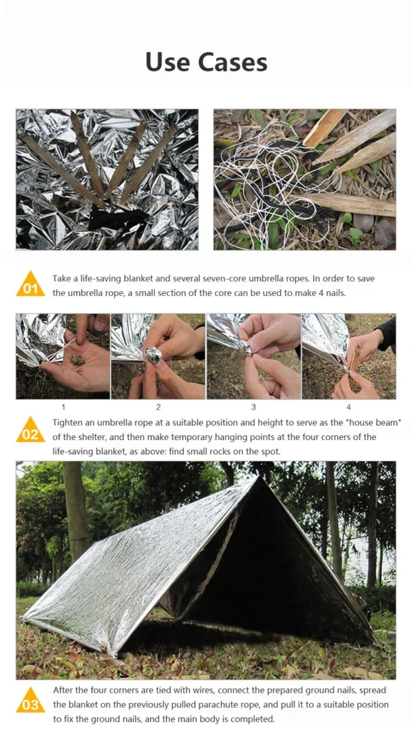 1/2pcs Thermal Blanket Survival Kit Lifesave First-aid Kit Camp Shelter Camping Equipment Warm Heat Bushcraft Travel Accessories - Image 5