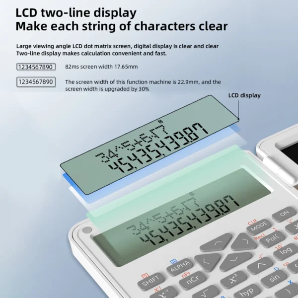 Scientific Calculator with Erasable Writing Board 240 Functions 2 Line LCD Display Foldable Financial Math Calculator School - Image 5