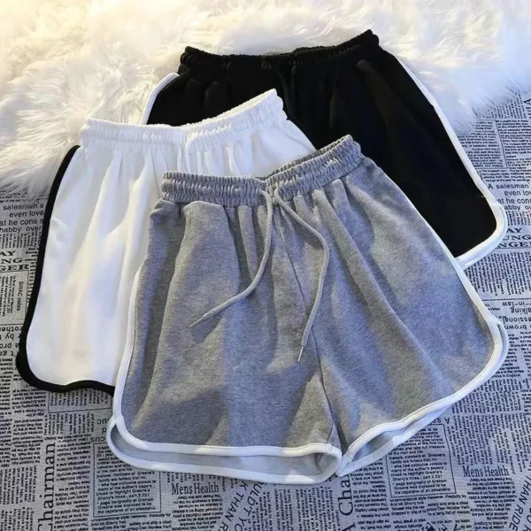 Striped Sports Shorts Women Korean Fashion Casual Mini Shorts Summer Simple Loose Wide Leg Shorts Ladies New