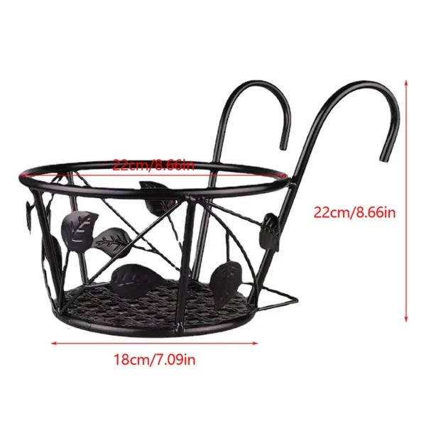 Outdoor Hanging Basket Plant Iron Racks Fence Balcony Round Flower Pots Hanging Planter Stand Holder Garden Decoration - Image 6