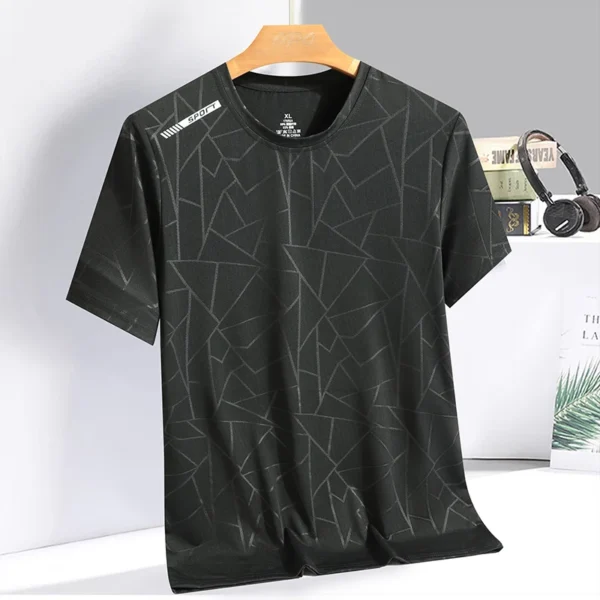 Summer camouflage ice silk T-shirt short sleeved round neck sports shirt thin breathable quick drying simple and versatile light