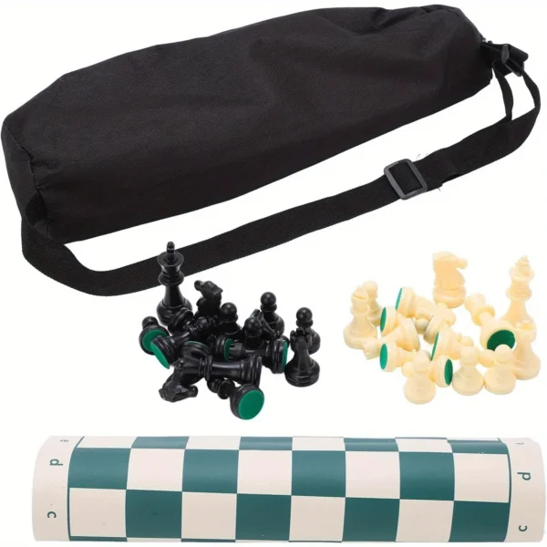 Portable Chess Set, Travel Board Games Folding Roll up Tournament with Storage Bag Family Mind Sharpening Educational for Adults - Image 2