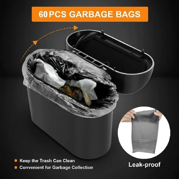 3Pcs Car trash can (with lid) contains 60 (300) garbage bags, small car trash can, leak-proof mini car accessories - Image 4