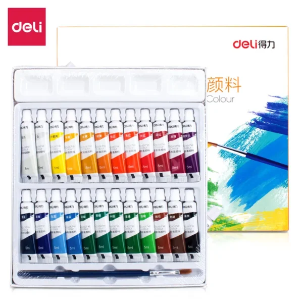 Deli Watercolor Pigment Student Art Painting Graffiti 12/18/24 Color Acrylic Pigment Office Learning Supplies With Brush Palette