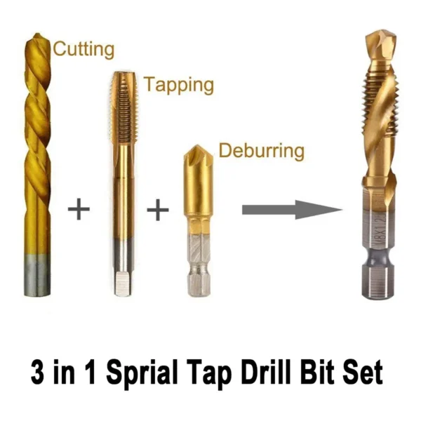 Hex Shank Titanium Plated HSS Screw Thread Metric Tap Drill Bits Screw Machine Compound Tap M3 M4 M5 M6 M8 M10 Hand Tools - Image 5