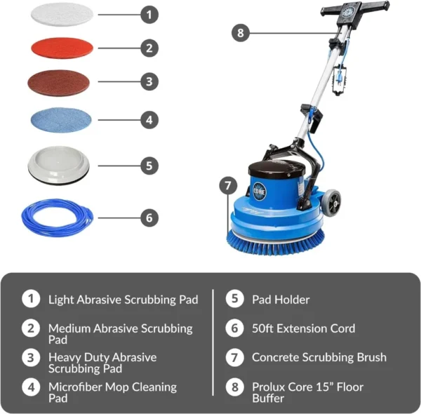 Core Heavy Duty Single Pad Commercial Polisher Floor Buffer Machine Scrubber 15 Inch Commercial Duty Mops Floor Cleaning - Image 6