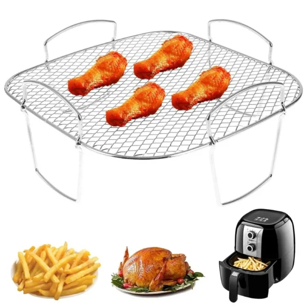 20.5cm Air Fryer Rack Reusable Stainless Steel Universal Baking Tray Roasting Barbecue Heating Baking Pan Kitchenware - Image 3