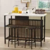 Kitchen Island with Seating, 47.2 Inches Counter Height Table with Storage, Faux Marble Dining Table Set of 2 - Image 5
