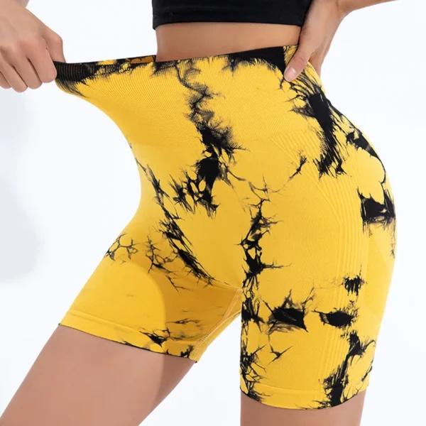 Seamless Tie Dye Sport Shorts For Women Summer Elastic Scrunch High Waist Push Up Tummy Control Gym Fitness Workout Yoga Shorts - Image 4