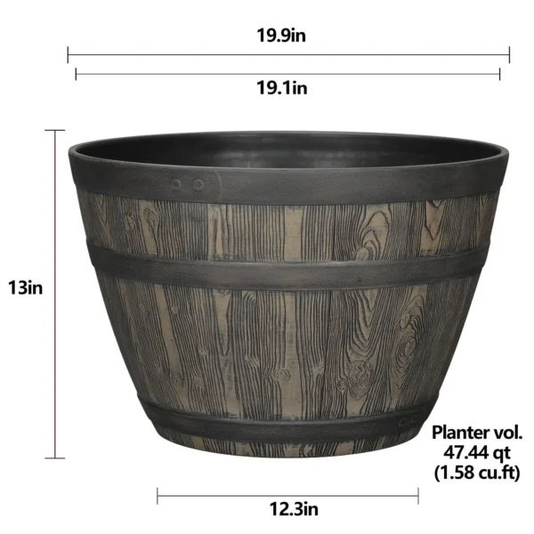 Better Homes & Gardens 20" x 20" x 13" Brown Resin Whiskey Planter - Image 2