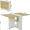 Tiptiper Folding Dining, Versatile Dinner Table with 6 Wheels and 2 Storage Racks, Space Saving Kitchen, Dining Room Table, - Image 3