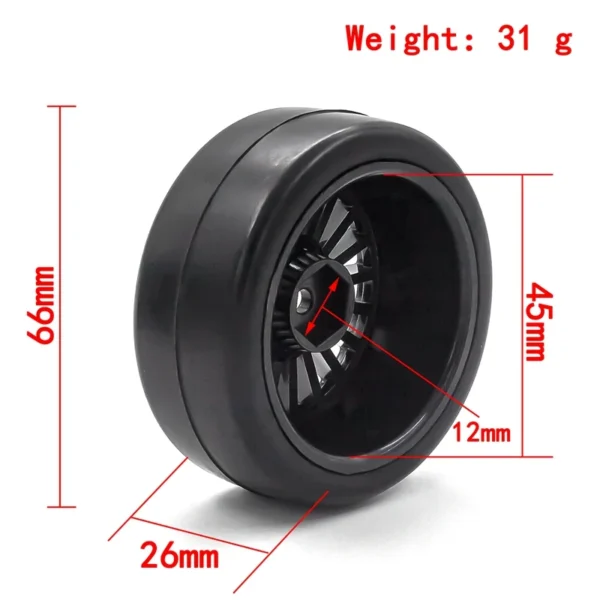 4pcs 65mm On Road Buggy Tire Wheels Rims 12mm Hex for 1/10 RC Flat Sports Touring Car HSP94123 94122 Sakura D5 YOKOMO Tire Kit - Image 6