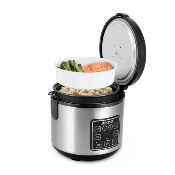 Aroma 8-Cup (Cooked) Rice & Grain Cooker, Steamer, New Bonded Granited Coating - Image 3