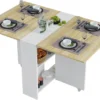 Tiptiper Folding Dining, Versatile Dinner Table with 6 Wheels and 2 Storage Racks, Space Saving Kitchen, Dining Room Table,